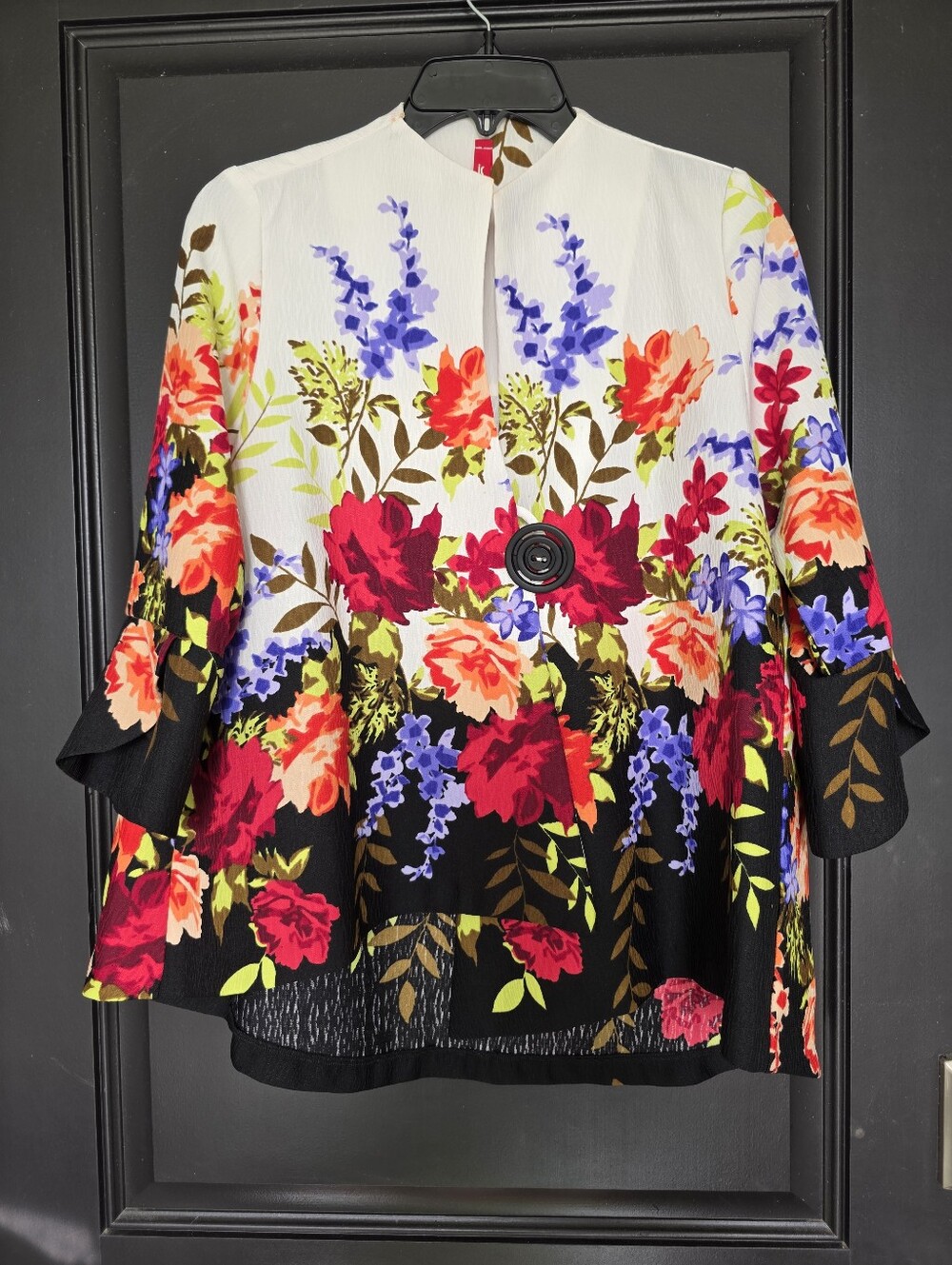 IC by Connie K Floral Button Front Jacket Blazer Top Multicolor Sz S Art To Wear - Picture 1 of 9